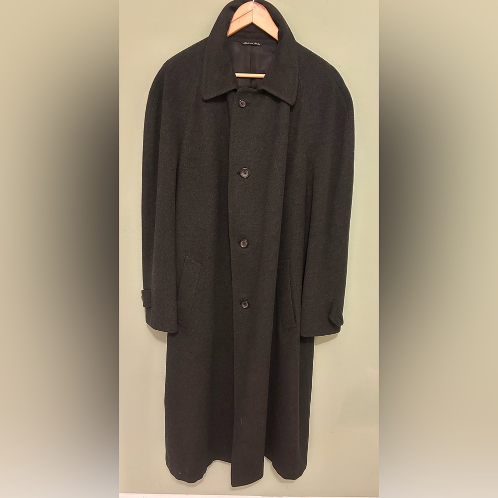 Canali Barneys New York 100% Cashmere Grey Overcoat Jacket Men’s Size 52 R